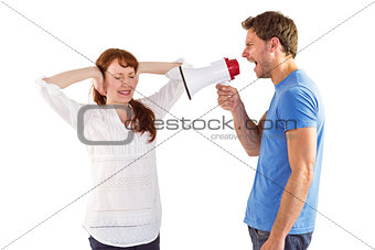 Man shouting through a megaphone