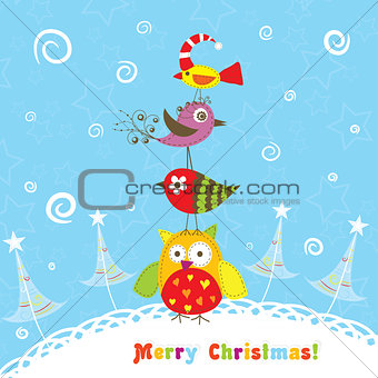 Template christmas greeting card, vector