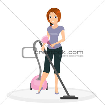 Woman is doing housework