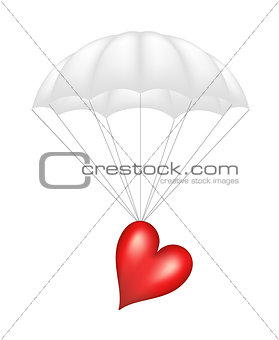 Heart at white parachute