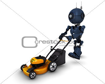 Android with lawn mower