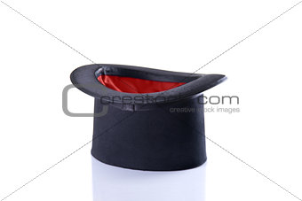 Black and red magician top hat 