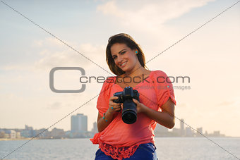 Woman photographer camera tourist picture photo
