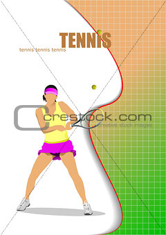 Woman tennis player.Vector illustration