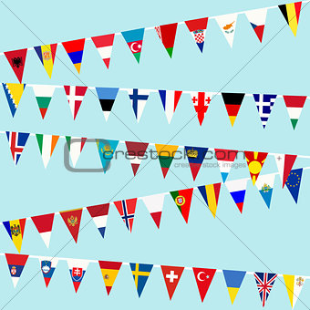 Bunting with European flags
