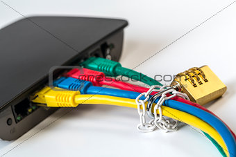 router with connecting cables to secure LAN