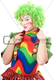 Portrait of smiling female clown