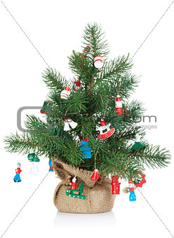 Small decorated christmas tree
