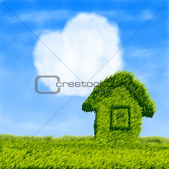 Eco house and cloud heart