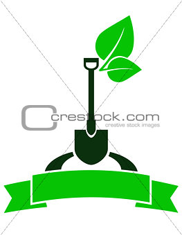 garden sign with shovel