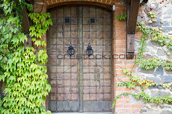 Old door in a stone wall