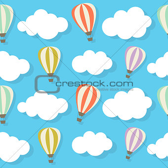 Retro Seamless Pattern with Air Balloons Vector Illustration