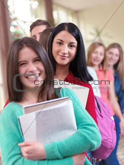 teens group in school