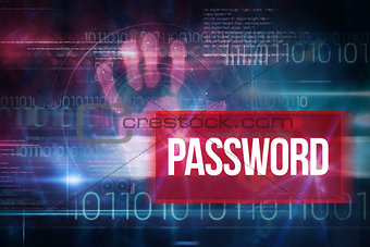 Password against blue technology design with binary code