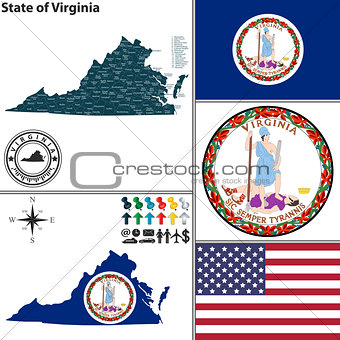 Map of state Virginia, USA