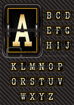 alphabet in retro style on carbon background