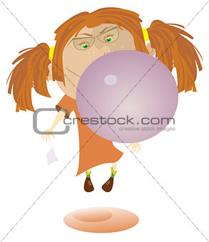 Girl and bubble gum