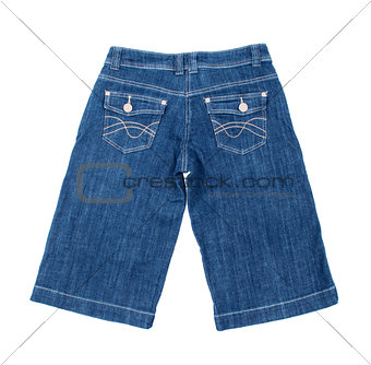 blue jean shorts on isolated white background