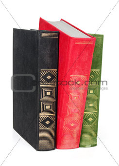 books in a row, isolated on white background,empty labels
