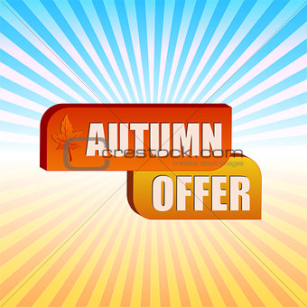 autumn offer and fall leaf over rays