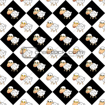 Design diamond children background with cartoon sheep