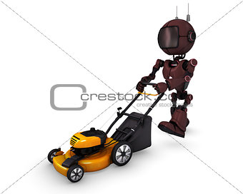 Android with lawn mower