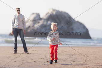 family at californian beach