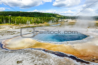 Scenic view of Crested pool in Yellowstone NP