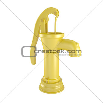 Yellow Retro Water Pump isolated on white