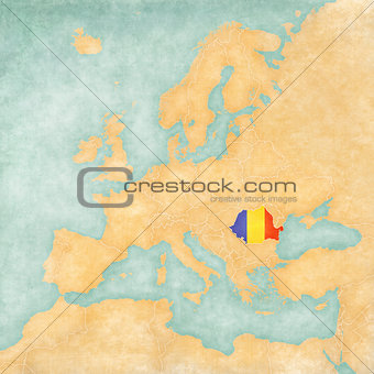 Map of Europe - Romania (Vintage Series)