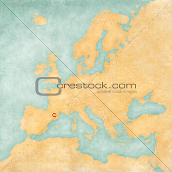 Map of Europe - Andorra (Vintage Series)