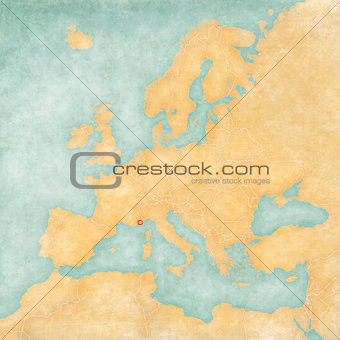Map of Europe - Monaco (Vintage Series)