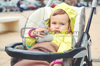Adorable baby girl outdoors