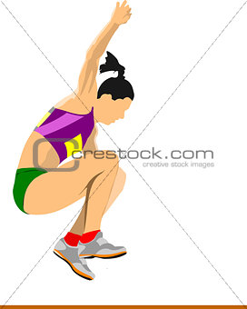 Woman athlete on the Long jump competition. Vector illustration