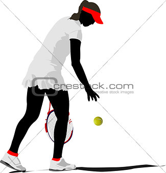 Woman tennis. Colored Vector illustration 