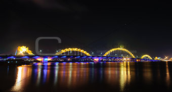 Dragon bridge by night in Danang city