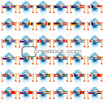 Set of three-dimensional image of the flags of world