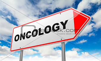 Oncology  on Red Road Sign.