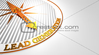 Lead Generation on White with Golden Compass.