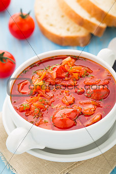 Vegetable soup in a bowl