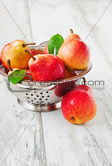 pears in a colander