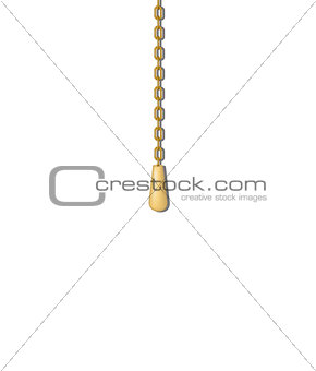 Old pull handle hanging on gold chain
