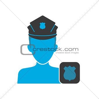 Blue icon of policeman