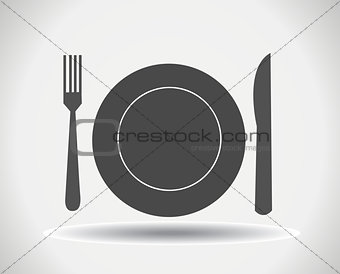 Fork, plate and knife vector illustration