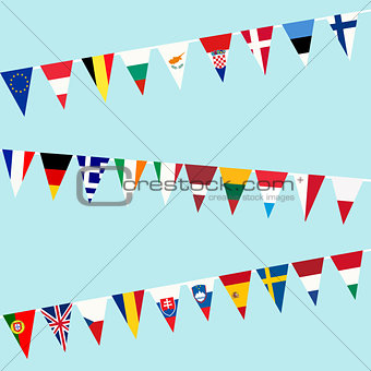 Bunting of flags from European Union