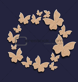 circle frame with butterflies made in carton paper