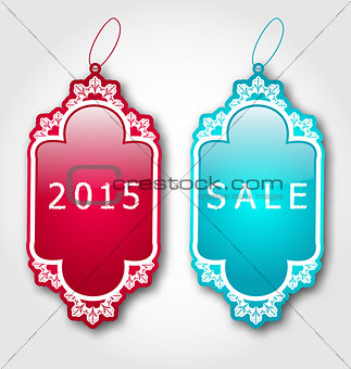 Christmas colorful discount labels with shadows 
