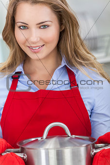 Young Blond Woman Girl Cooking Kitchen