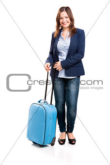 Business woman carrying a suitcase