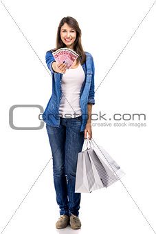 Beauitful woman holding shopping bags
